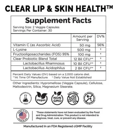 clear lip & skin health supplement facts