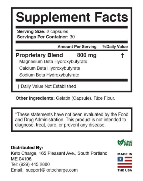 KetoCharge Supplement Facts
