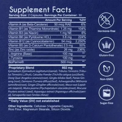 nuzena men's 50+ support supplement fact