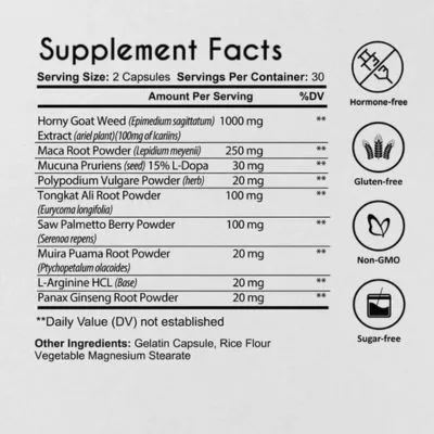 men's vitality support + supplement facts