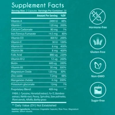 nuzena hair growth support + supplement facts