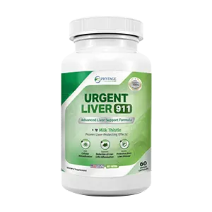 A bottle of Urgent Liver 911 dietary supplement.