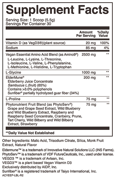 Vital Amino Essentials Supplement Facts
