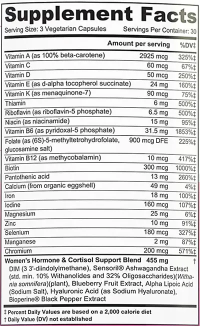 vitauthority vita multi womens multivitamin ingredients list